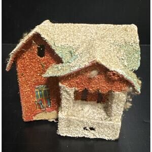 Putz House Japan Christmas Cardboard Glitter House Vintage Decor Building Japan